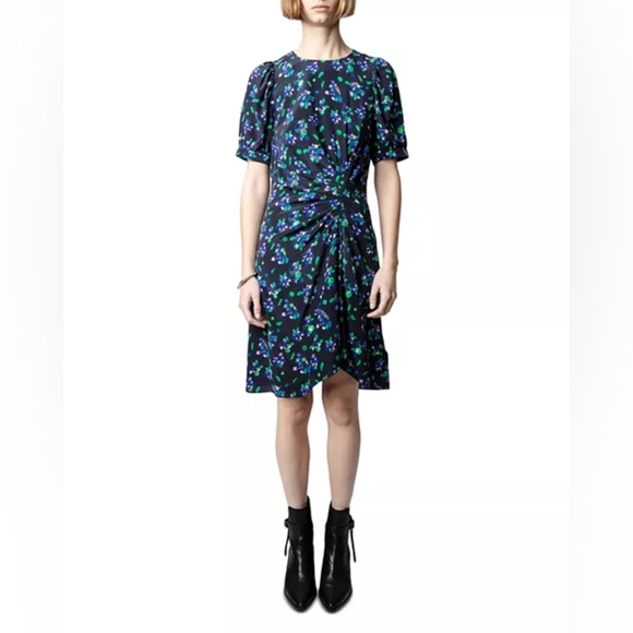 Zadig & Voltaire Rixe Bianca Silk Floral Print Dress 100% Silk $548 NWT - Picture 3 of 11